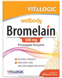 قرص ولبادی بروملین | مکمل آنزیم آناناس قرص ولبادی بروملین wellbody Bromelain آنزیم آناناس با خاصیت ضد التهاب و کمک به هضم